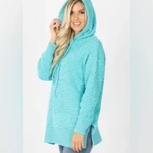 Zenana Outfitters Sweaters Zenana Premium Mint Popcorn Hoodie
